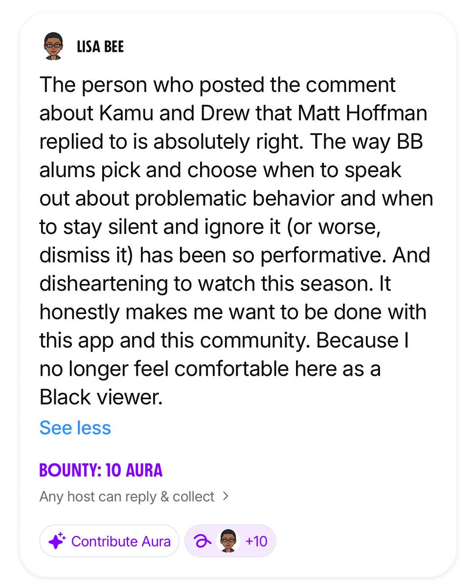 leebee4life's tweet photo. Renee is absolutely right. And I think it may be time for me to delete Chat BCC or whatever it’s called and be done with it. And I posted a comment to the hosts to say as much. Doubt I’ll get a reply, but it was worth saying something. Because I’m so over it all. #bb28 https://t.co/2h32P9uMlx