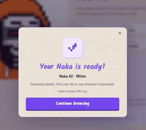 Leooo861110's tweet photo. Tired of blurry right-click-saved Nakas? 😆
I built Nakas Studio — a collector's album to browse the collection and download crisp HD PFPs of your favourite Nakas✅

✨ Token bonus ratios shown
🔓 No wallet connection needed

Feedback welcome! Hope you enjoy it!💜
https://t.co/d8gXXF56sS

SHIELDS UP!🛡️
@ShieldedNaka @NOXtoshi @OrdDropz @Ob1_Wan_Satoshi