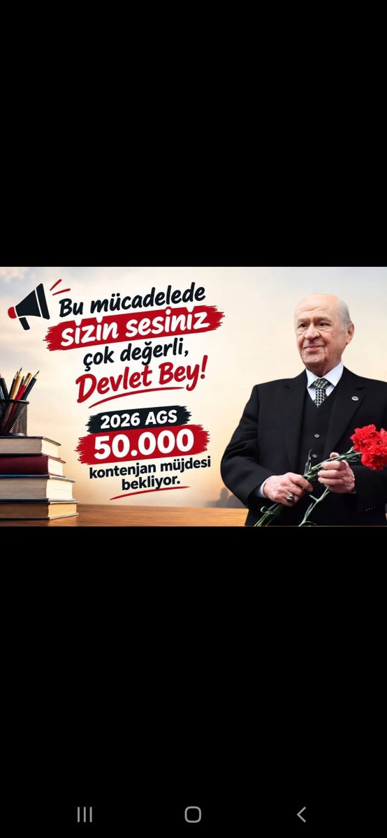 Smyyedrm's tweet photo. Milli iradenin tecellisinde Sn. DEVLET BEY sizin sözünüz güçlüdür. Beklediğimiz o kutlu AGS MÜJDESİ ile 2026 AGS ile adil branş dağılımlı 50 bin kontenjan müjdesini beklemekteyiz. #TürkmenbeyiAgs50Bin https://t.co/x7vlVl2eOf