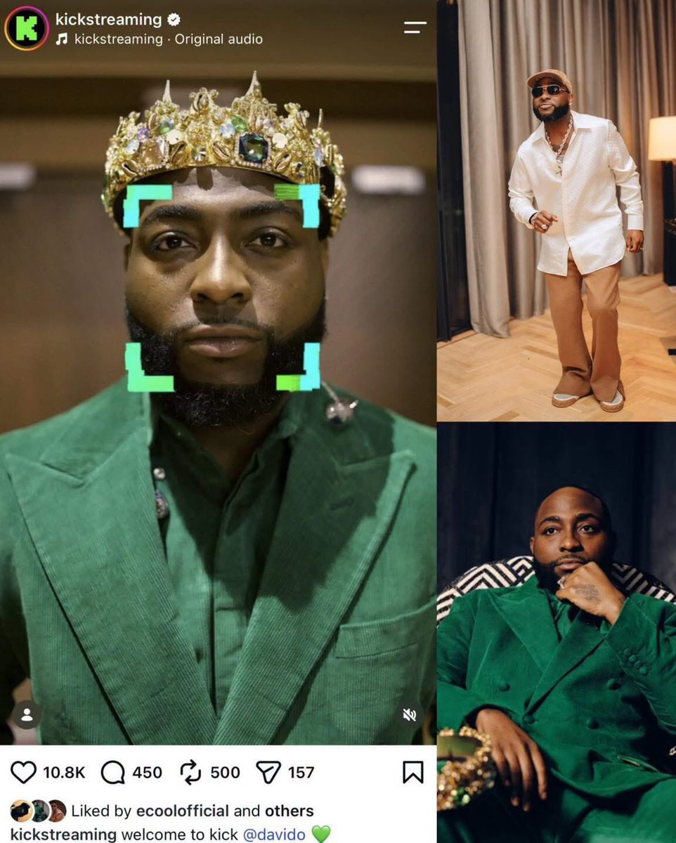 BlackMediaViews's tweet photo. Popular streaming platform @kick welcomes Afrobeat superstar Davido as he joins for the first time.​​​​​​​​​​​​​​​​​​​​​​​​​​​​​​​​​​​​​​​​​​​​​​​​​​ 💚 https://t.co/cUI0CyMdLV