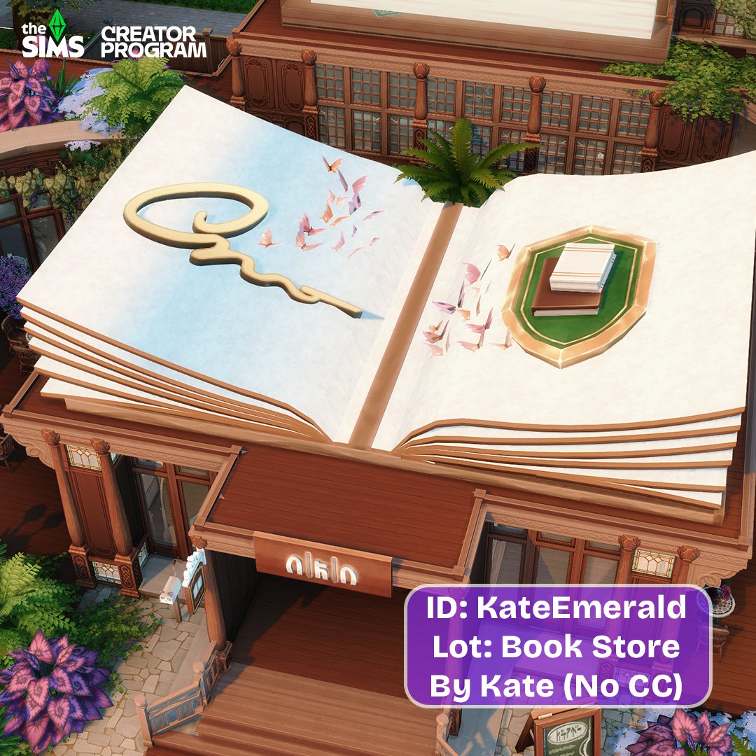 TheKateEmerald's tweet photo. I built a Sims 4 Book Store Made ENTIRELY Out of BOOKS! ID: KateEmerald Lot: Book Store By Kate | No Custom Content Used! The book in the front is made out of roofs and I used some debug books, too! #Sims4 #TheSims4 #Simspartner https://t.co/8z3NZJBzEd