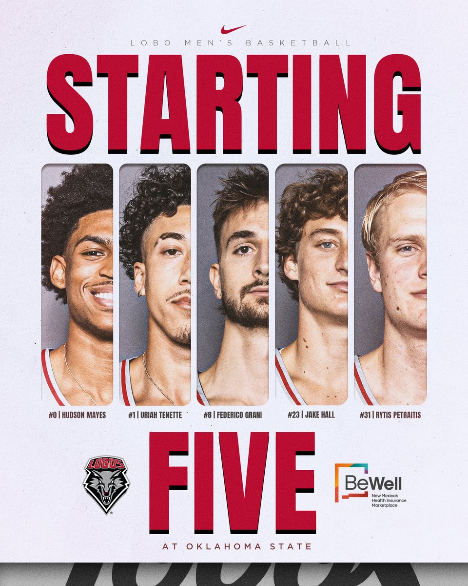 UNMLoboMBB's tweet photo. The first starting 5⃣ of the season. #GoLobos https://t.co/Mp0TyODPTy