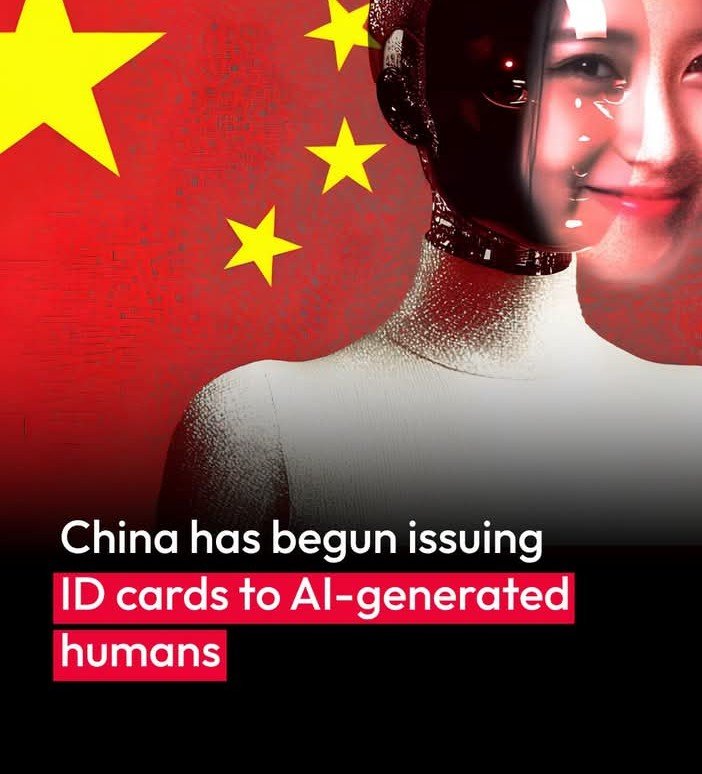 DigitalImpactt's tweet photo. China has began issuing ID card to AI generated humans 
#گورنر_راج_نامنظور #خیبر_پختونخوا_کا_نیا_دور #digitalImpact #خیبرپختونخوا https://t.co/tSbToPLqaF