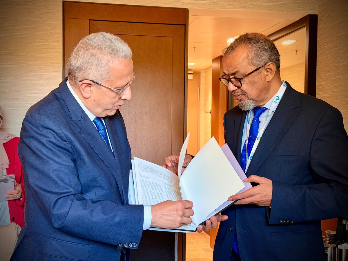 DrTedros's tweet photo. Arrived in Berlin to attend the @WorldHealthSmt. First meeting with Health Minister Mustapha Ferjani about #Tunisia’s investment in telemedicine and the health system digital transformation and how @WHO can support. I thanked the Minister for 🇹🇳’s continued commitment to finalise the Pandemic Agreement annex on Pathogen Access and Benefit Sharing. #WHS2026