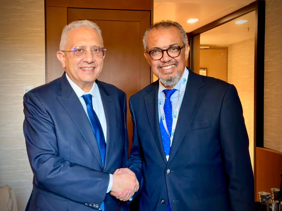 DrTedros's tweet photo. Arrived in Berlin to attend the @WorldHealthSmt. First meeting with Health Minister Mustapha Ferjani about #Tunisia’s investment in telemedicine and the health system digital transformation and how @WHO can support. I thanked the Minister for 🇹🇳’s continued commitment to finalise the Pandemic Agreement annex on Pathogen Access and Benefit Sharing. #WHS2026