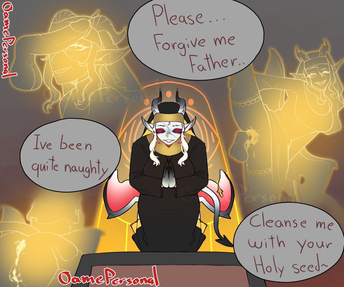 OamePersonal's tweet photo. "Rumor has it there's a church you can pray to that grants what you want~"
-A strange traveler

''Anything you say?''
-Kiki

11 - Religion
#Kinktober2026 #Kinktober https://t.co/AexBuAw2HJ