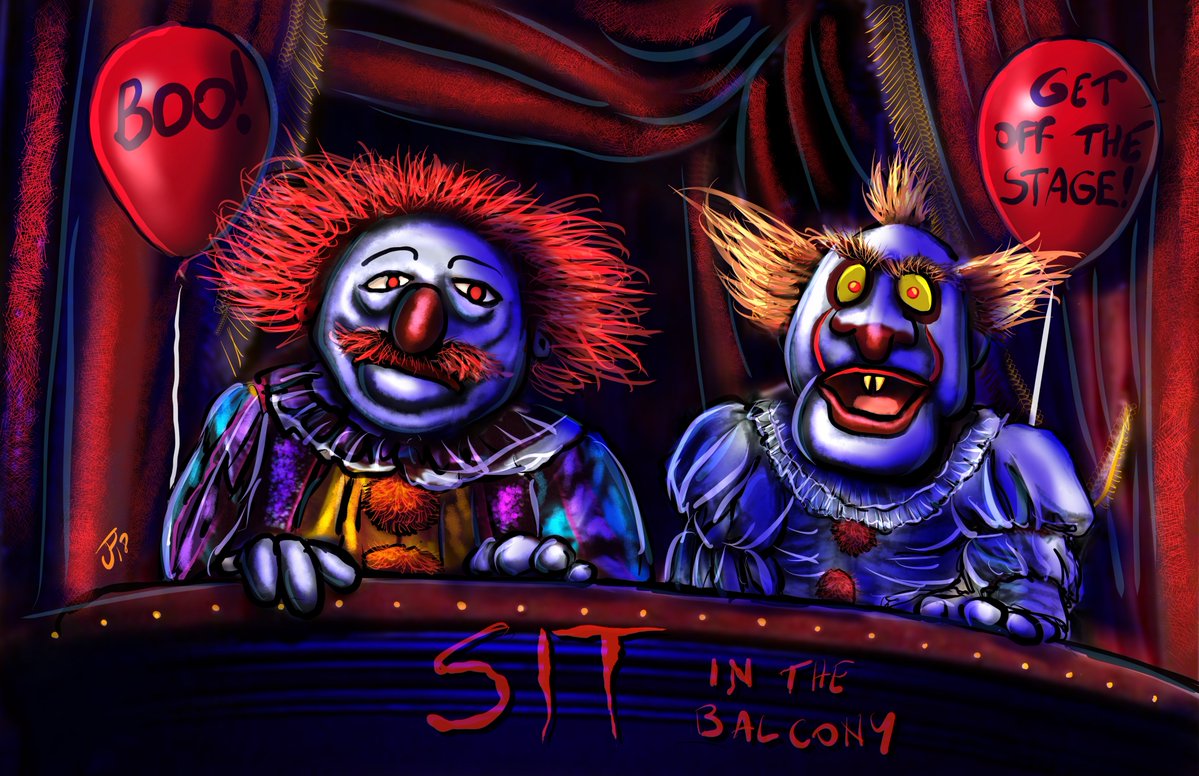PescEffects's tweet photo. ☆#COUNTDOWNTOHALLOWEEN 20 Days☆
 Could you imagine these absolute menaces roasting you?  #StatlerAndWaldorf just might make #Pennywise think twice about it all 😆
"We All Float Up Here"
•
•
#PescEffects #ITMovie https://t.co/3iOSTj47t9
