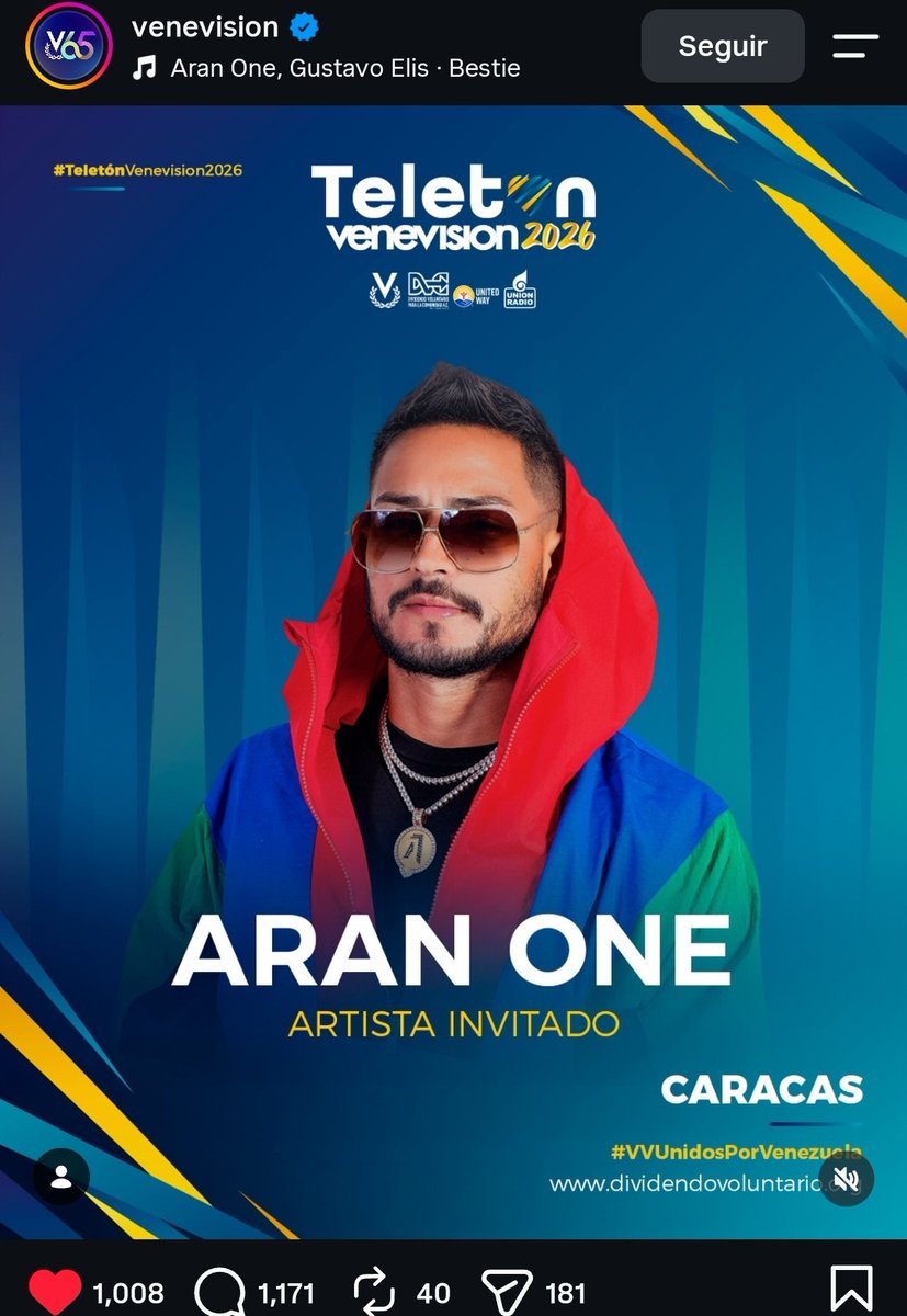 RobertLobo_'s tweet photo. Venevision anunció que Aran One estará en su Teletón del próximo 17Oct.

Los comentarios no se hicieron esperar. El post ha sido un éxito, pero no por la participación de Aran, sino por los jocosos comentarios de los internautas https://t.co/TNdeAE8LfQ