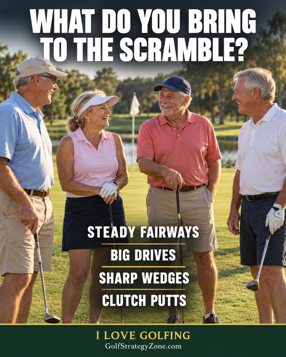 GolfStrat's tweet photo. A scramble gives everybody a chance to be the reason the team smiles. Maybe you’re the reliable tee shot that lets the others swing freely. Maybe you’ve got the extra yards, the wedge that leaves a short putt, or the putter that finally gets one to drop. You don’t have to do https://t.co/0mwLJPj20a