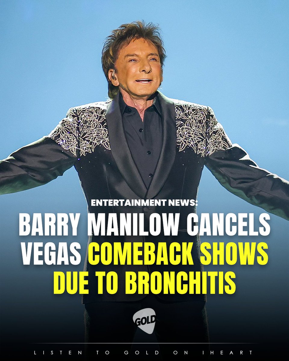 GOLD_1017's tweet photo. Barry Manilow's return to Las Vegas hasn't gone to plan. The music legend cut one show short and cancelled another after coming down with bronchitis during his comeback residency. https://t.co/jmog2R91au