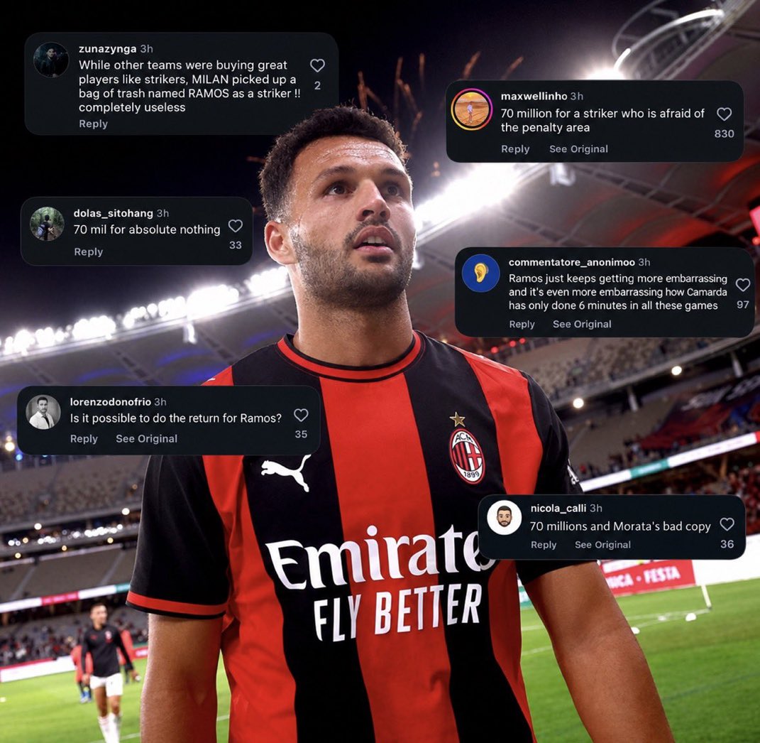 radarleonino's tweet photo. Alguns dos comentários de adeptos do AC Milan sobre o Trolha Ramos. Calma malta, ele está no seu prime. 😂 https://t.co/O6hqYEbHAU