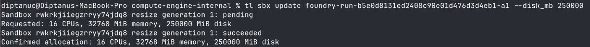 diptanu's tweet photo. One of the things you can now do with Tensorlake's new VMM is grow your VM's disk size while it's running! 

If your coding agent runs out of space when it's compiling a project, just resize and keep going. https://t.co/1U9JhYvDGw