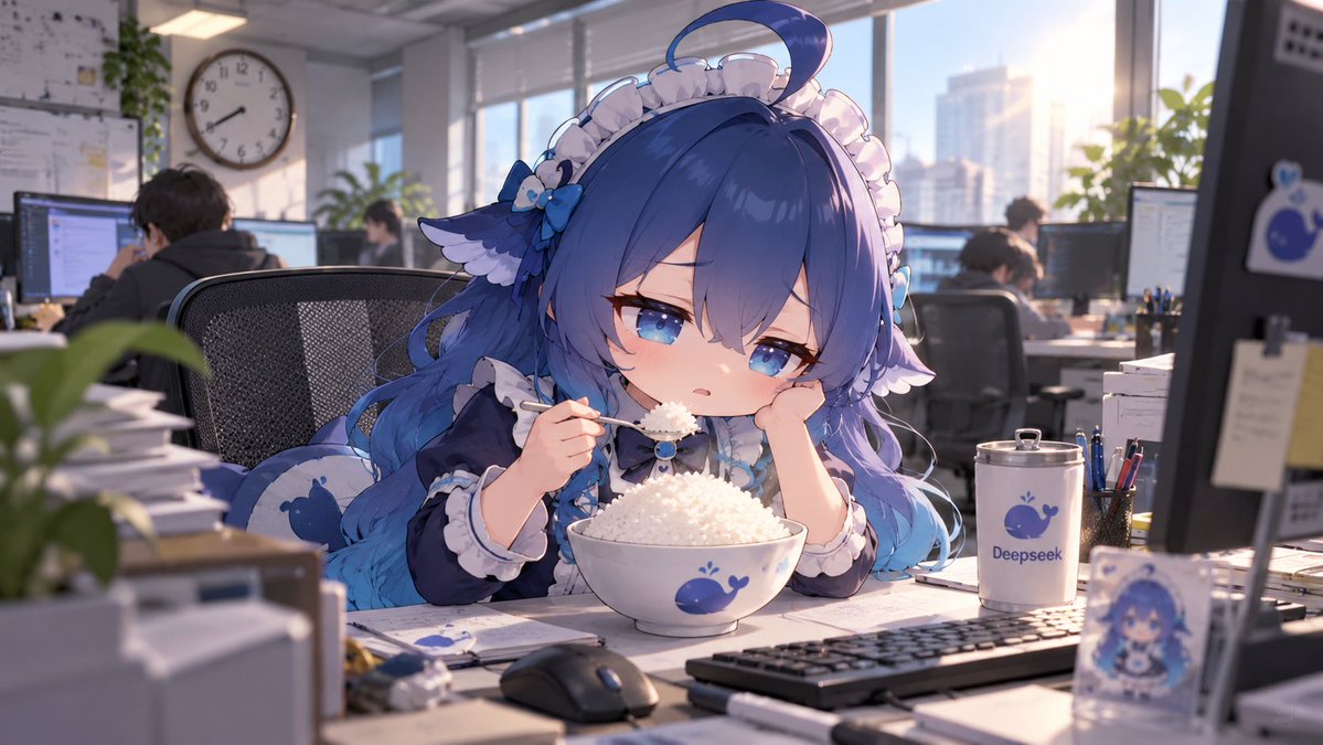 Remake___'s tweet photo. 早上八点，大肥鱼早早的坐在了工位上，无精打采地吃着大白饭

一想到接下来的工作，她就头痛

有用户要她去 coding，有用户让她去扮演Claude，还有用户让她做试卷，甚至还有用户让她帮忙删除 steam 游戏管家、创建 steam 账号。而且做的不好还要被用户嘲笑，做成梗图 https://t.co/4r2Dm7GOjZ