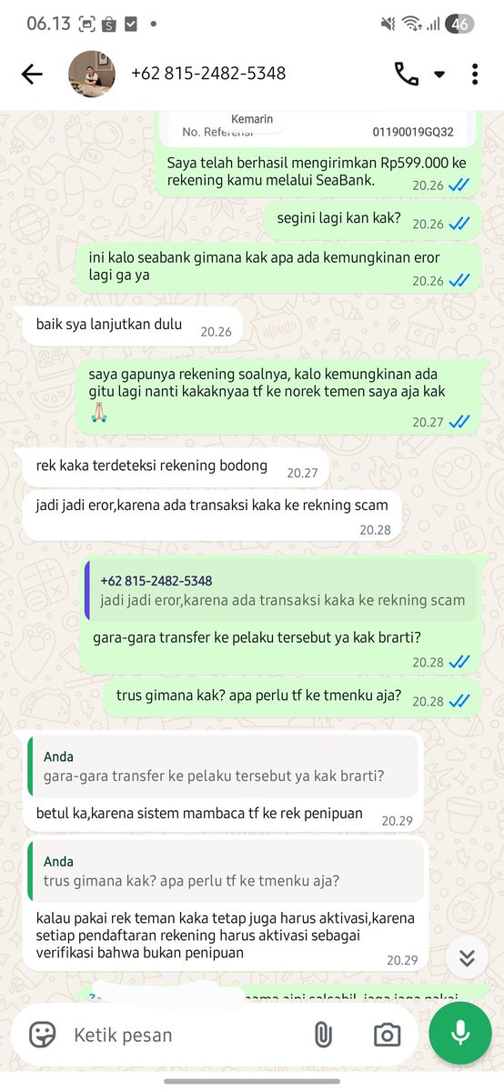 ArofahAisy's tweet photo. abis gue tf katanya dari sistem eror karna norek gue emg kena scam penipuan yg sebelumnya, jadi dia nyuruh gue buat tf lagi karna mau aktivasi ke norek gue yg lain‼️ https://t.co/Ot5fsauV35