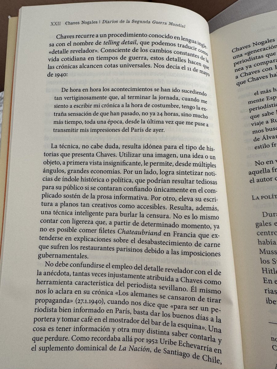agustinrivera's tweet photo. Aquí se explica una de las técnicas de Manuel Chaves Nogales en los diarios publicados por @paseoeditorial. La edición es de @yolanda_morato. #NiundíasinReporterismo #GPIO26. https://t.co/dxG7NHAWhK