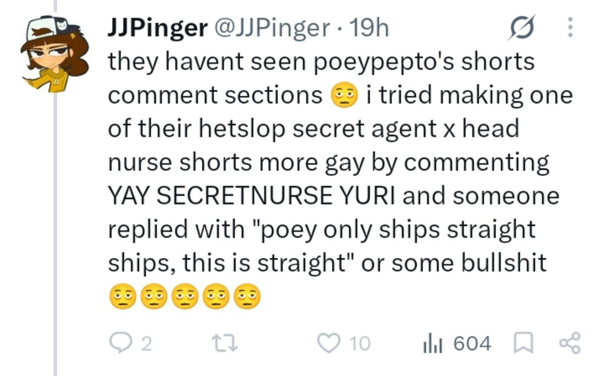 johnc1smq's tweet photo. The way I, and everyone fucking else sees it dude, you don't hate Poey because she's homophobic. You hate her because she likes the ships that you don't like and is popular. Because all your points involve dissing "head nurse x secret agent" or strawberrycookie. #dandysworldtwt https://t.co/Vr5Fp0ou28
