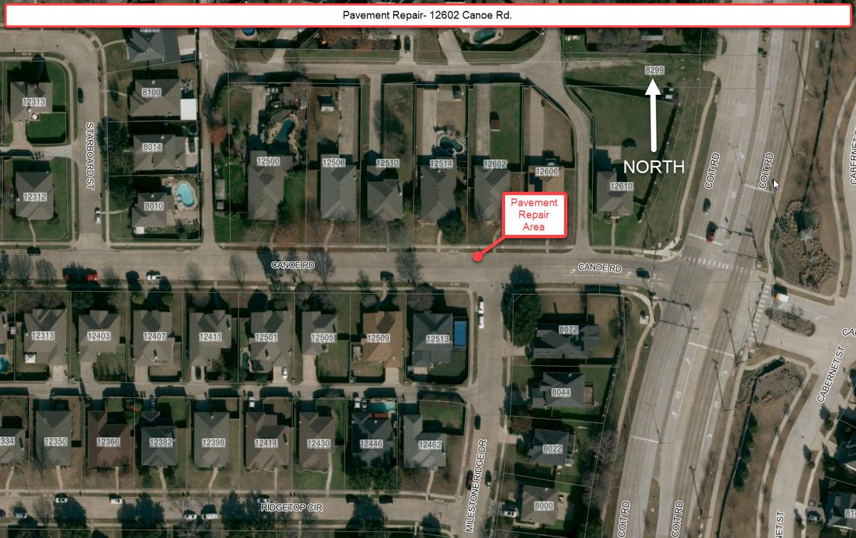 CityOfFriscoTx's tweet photo. Roadwork Roundup: Week of October 12, 2026 🚧
These roadwork projects may continue to impact traffic this coming week. (Estimate 2 wks. for completion, weather permitting).

Ongoing Pavement Repairs:
- 4984 Main St.
- 12602 Canoe Rd.
- Sterling Ranch - Arabian Way and Clydesdale Court- 11649 Westlawn Ln.

Ongoing Utility and Pavement Improvements:
- Holly and Hawthorne Streets

@friscopd