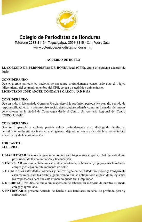 analisisinfohn's tweet photo. #analisisinformativo

🕊️NACIONAL | Exigen justicia por el asesinato del periodista José Ángel Gonzáles 

El CPH demandó a las autoridades una investigación pronta y transparente para esclarecer el crimen del comunicador y catedrático, hallado sin vida en Comayagua.

#CPH #UNAH https://t.co/2de3szk26B