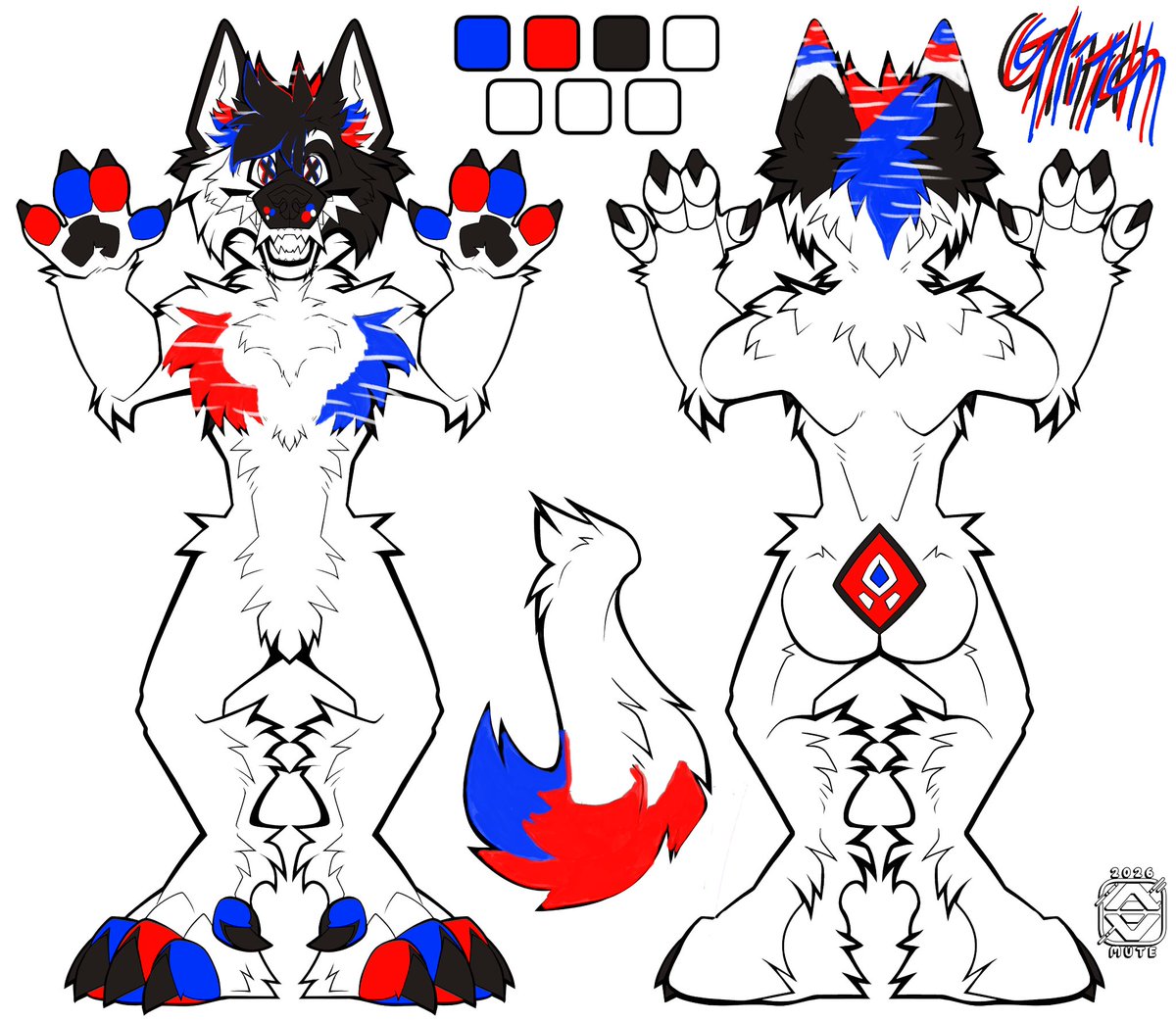 cynderfox's tweet photo. This is glitch my new fursona he is a dire wolf 🔵🔴🐺 and thank you again for the base @MUTE_GOES_CLICK  I having so much fun with it creating new fursonas with it 😊❤️ https://t.co/jtbN0TOQHJ