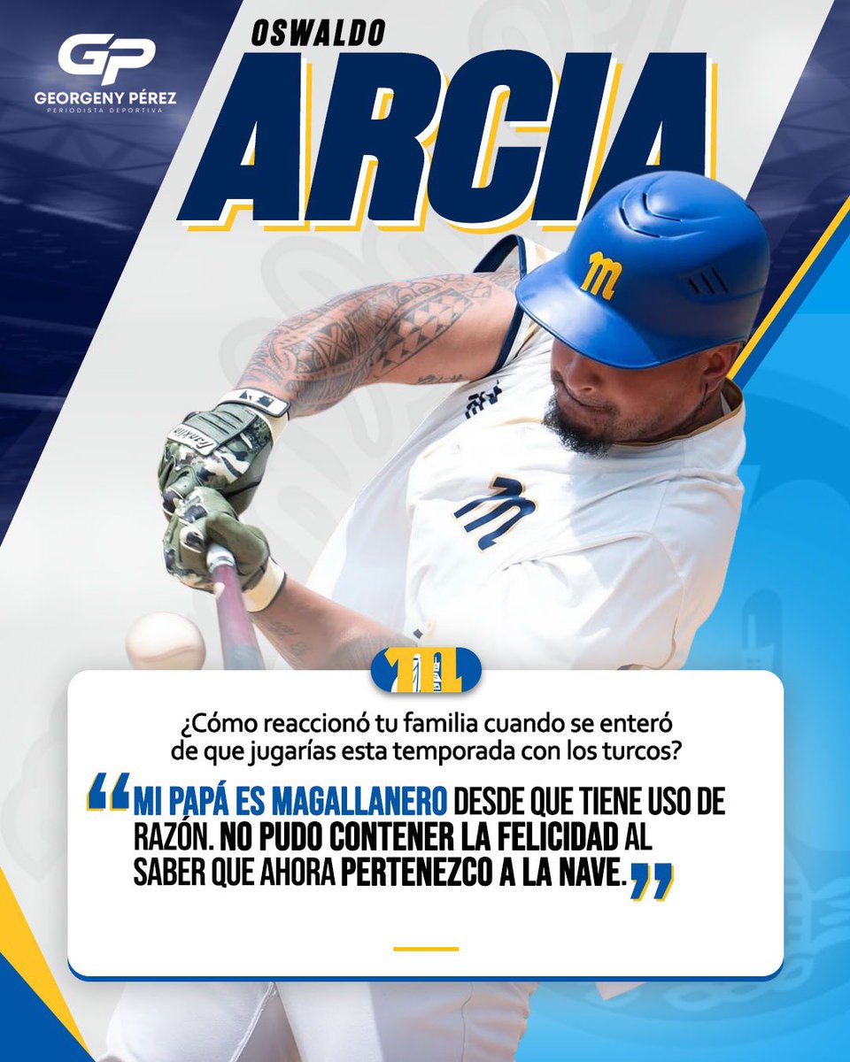 GeorgenyPerez's tweet photo. Tuvimos la oportunidad de conversar con Oswaldo Arcia sobre su llegada a los Navegantes del #Magallanes, sus objetivos y el reto de vestir la camiseta turca tras su paso por los Leones del Caracas.
 
Su meta es clara: ayudar a la Nave a conquistar el campeonato.

#LVBP https://t.co/KuDqbHvjh5