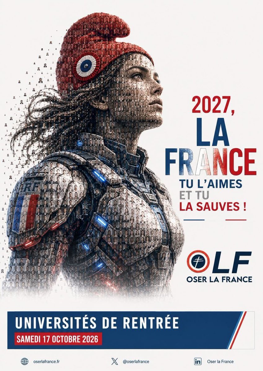 CBall_67250's tweet photo. Personne ne nous fera reculer !
Le 17 octobre prochain à #Avignon @OserLaFrance organise sa rentrée autour de @JulienAubert84  @FrancoisFillon @fxbellamy @knafo_sarah @NPolony @dupontaignan @noellelenoir - Discutons de l'avenir de la #France https://t.co/HiFaPKE6aZ