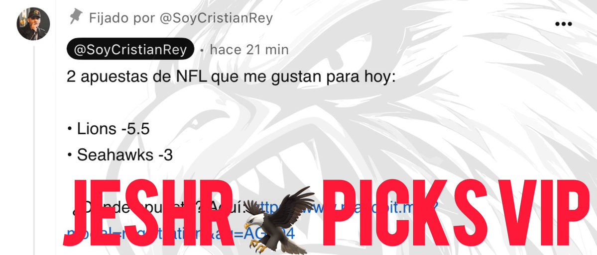 JesShrpicksVIP's tweet photo. Cristian Rey ya soltó los free picks de la jornada de NFL de hoy en YouTube. Se los dejo aquí por si no saben dónde encontrarlos. https://t.co/vX4R3bMjvF
