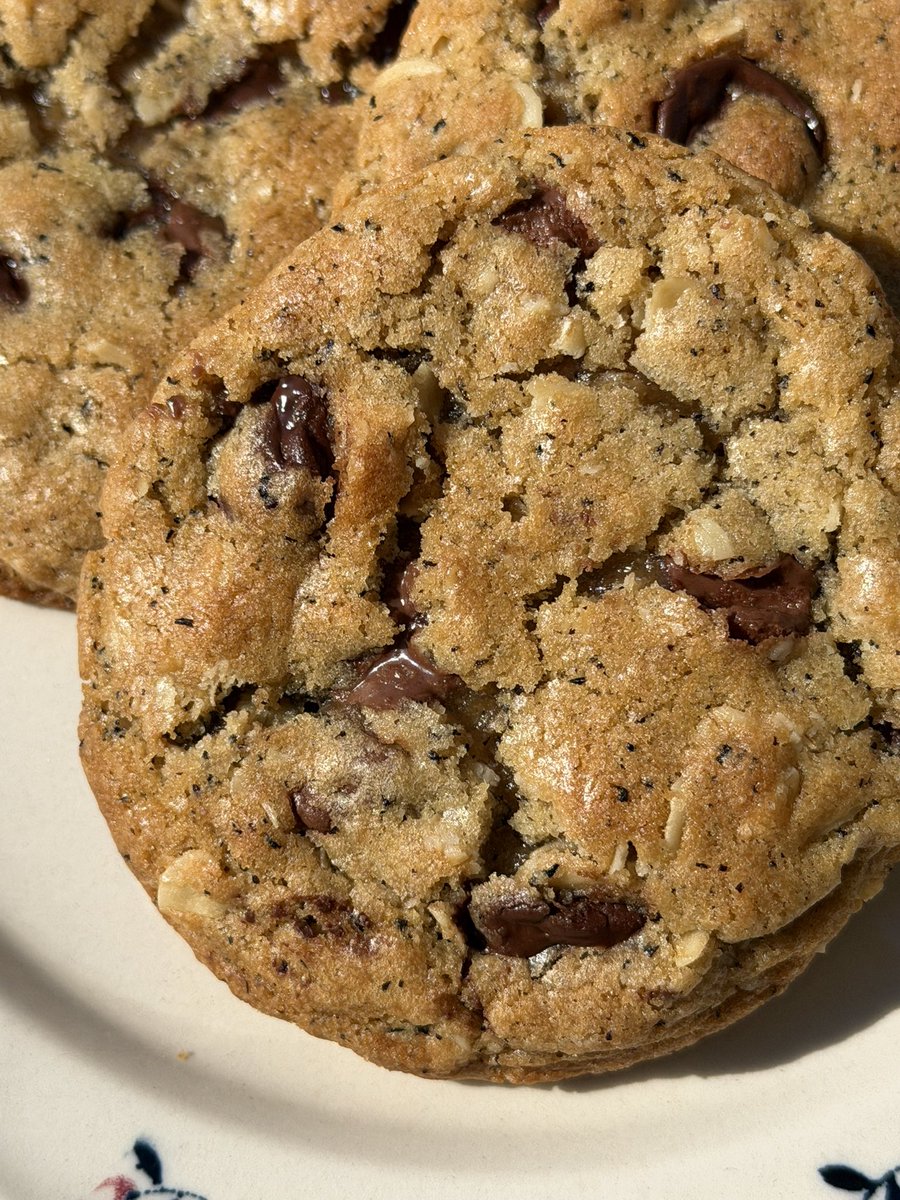 aruariandepart's tweet photo. brown butter earl grey chocolate chip oat cookies i made for my percussionist friend in exchange for tickets to the symphony #bartereconomy https://t.co/1fy55AD1aO