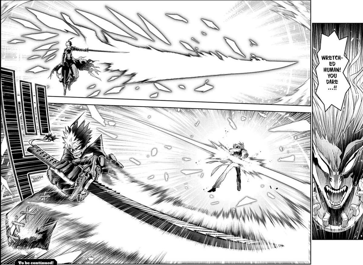 notslvsh's tweet photo. good chapter of nue’s exorcist this week. gakuro reformed his contract with nue, so i have no clue where this puts him in terms of power scaling now. i do find it interesting how we got a close up panel of raisei, i’m not sure if it’ll mean anything in the future or if it was simply a close up of his final moments.

with the way the chapter ended i’m 50/50 on if this is the end for kasha. on one hand it seems like it, but at the same time I wouldn’t be surprised if some ass pull happens and he survives or someone/something intervenes. if this isn’t the end of this fight then for me it’s getting to the point of dragging on for too long.

8/10.