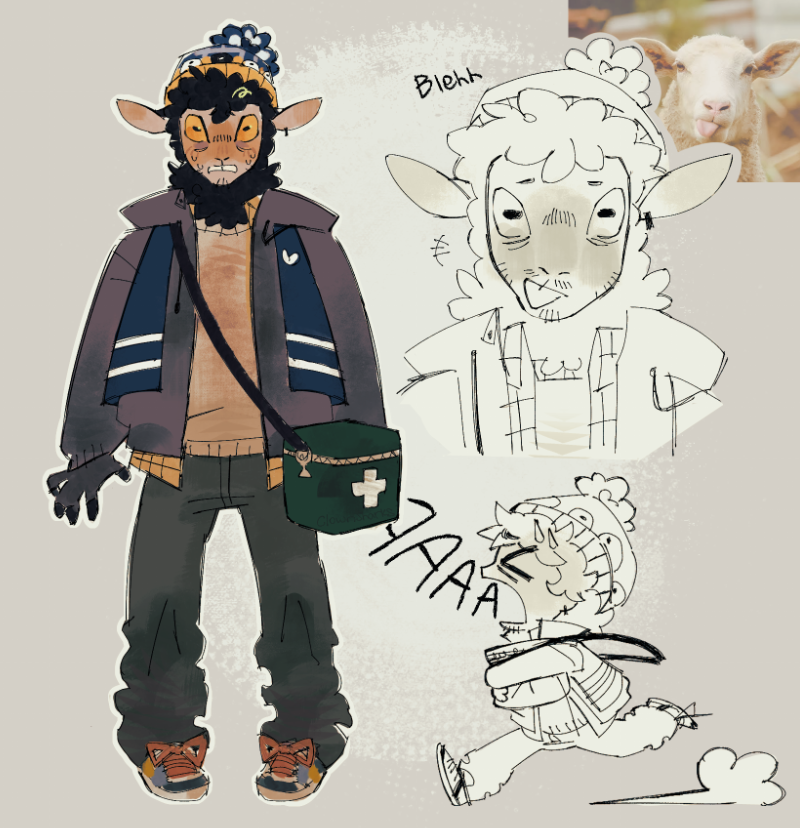 clownsharks's tweet photo. I haven't seen anyone draw Bryan as a sheep yet so I had to take matters into my own hands #ResidentEvil #BryanHodukavich https://t.co/a6bpWIjPdx