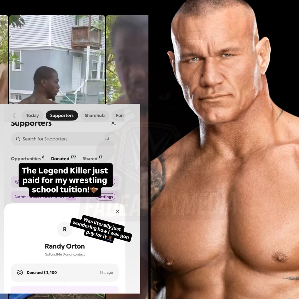 FadeAwayMedia's tweet photo. RANDY ORTON JUST PAID $2,400 FOR VIRAL WWE WRESTLER IMPERSONATOR, T’ZAIH HANKS TO ATTEND WRESTLING SCHOOL. 

YOU ABSOLUTELY LOVE TO SEE IT MAN. 

W ORTON 🔥 https://t.co/fb1dZHnafo