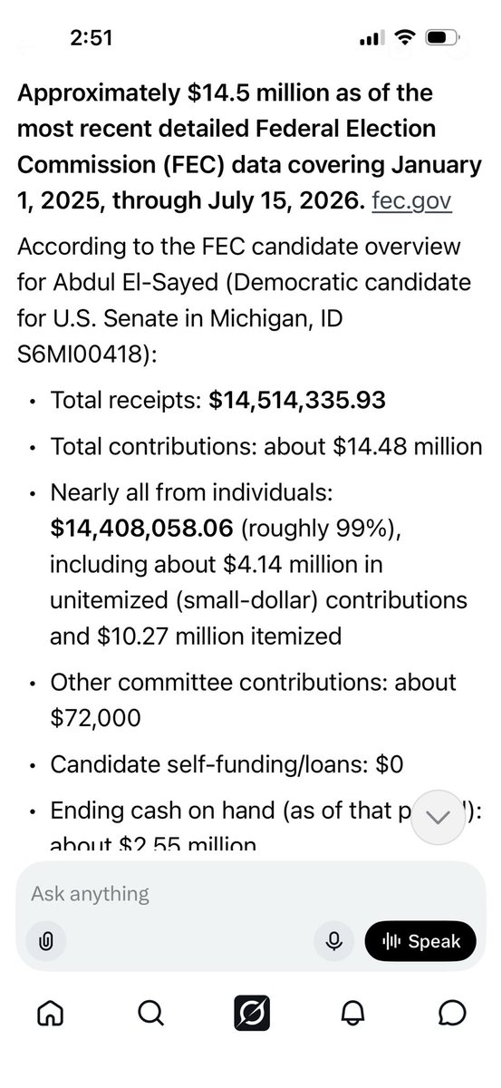 LiHoGa1's tweet photo. @AbdulElSayed Yeah. Better return that $14.8 million, you hypocrite. https://t.co/7V9mapyi43