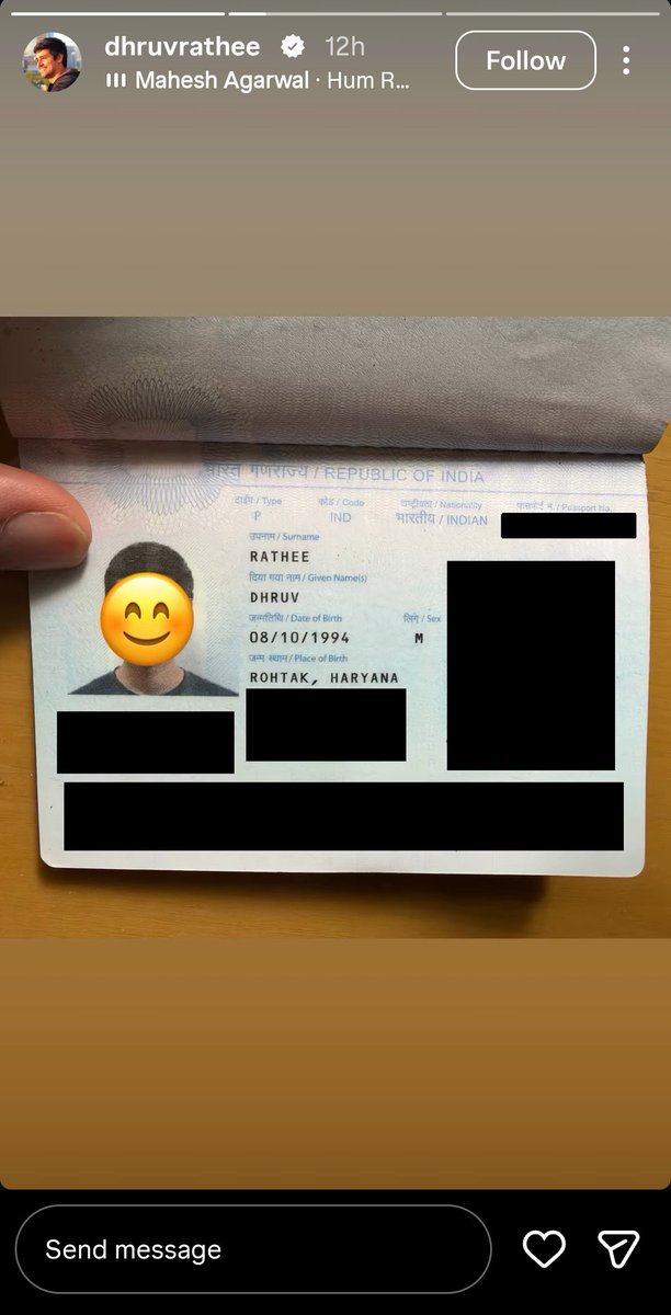 arunpudur's tweet photo. ‼️ PASSPORT SHARED BY @dhruv_rathee IS AI GENERATED. 

Go to instagram and CHECK it yourself now!

Repost so @HMOIndia
@BOIndiaOfficial @passportsevamea can take action, NOW!

Again, if he is Indian citizen, cancel his passport. If he is German, cancel Visa and DEPORT! https://t.co/etsagU2k89