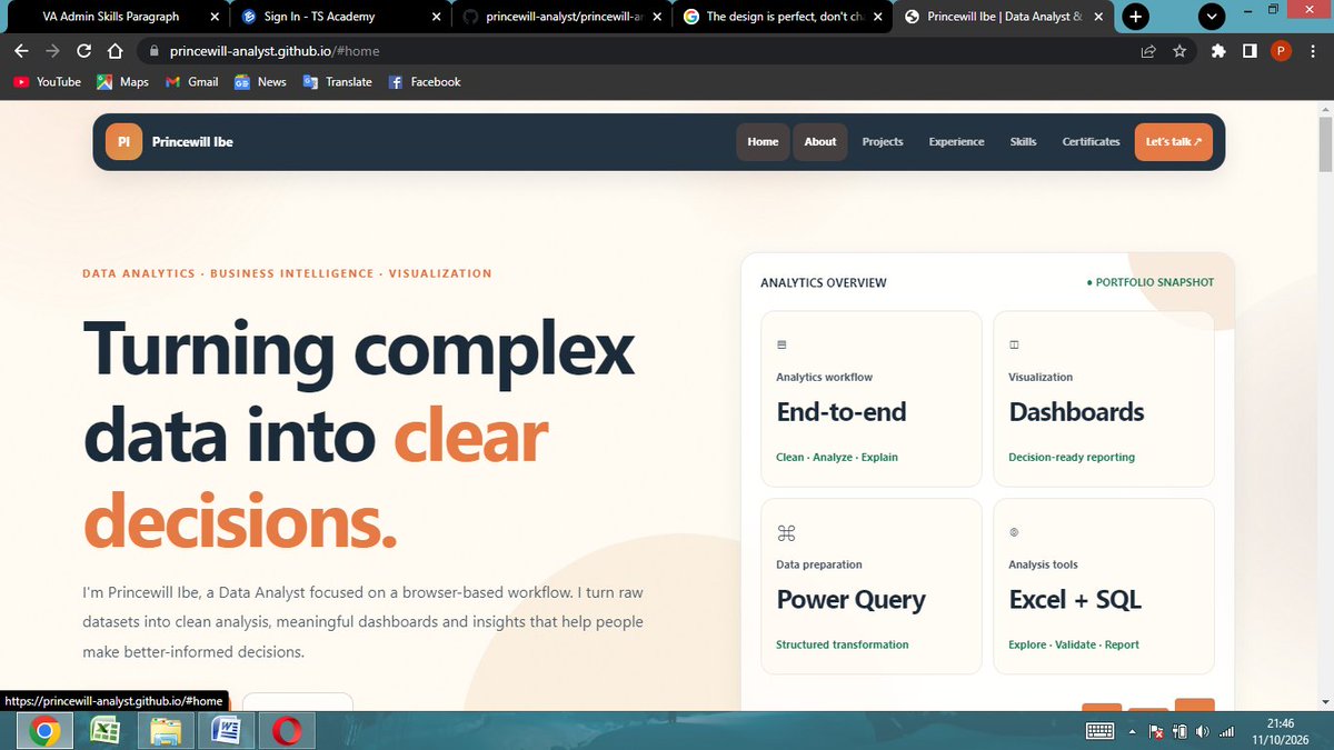 Princewill7Ibe's tweet photo. Just upgraded the interface of my portfolio using Chatgpt. I thank God.  @ezekiel_aleke @TechSphereAcad https://t.co/6O0uq8CCsp
