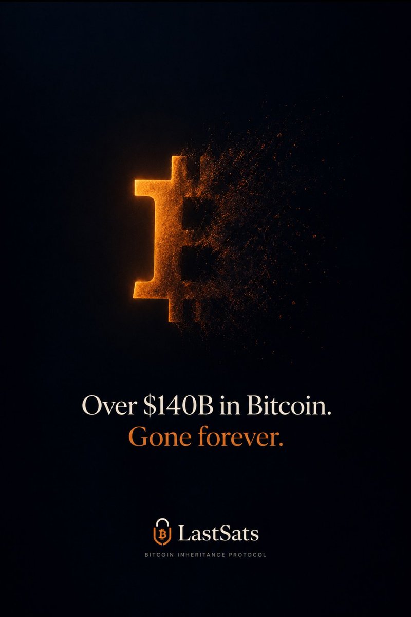 Lastsats's tweet photo. Over $140B in Bitcoin has been permanently lost.
Not stolen. Not hacked.
Just... gone. Because the holder died or lost his keys and no one could access the wallet.
Your family shouldn’t inherit nothing.
We’re building LastSats for situations like this. https://t.co/uviv5YJ3yj