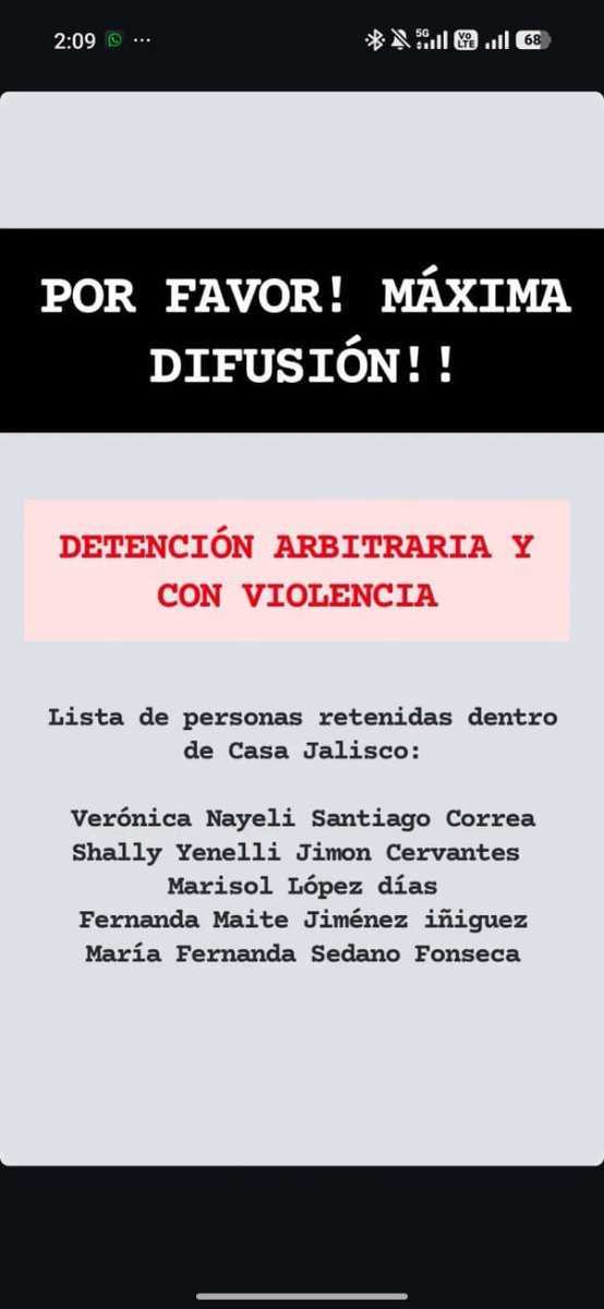 imdecac's tweet photo. ⚠️ #ALERTA⚠️ Al momento son 9 personas retenidas dentro de #CasaJalisco. Urge su inmediata liberación, es #inaudito que exijamos agua limpia y la repuesta sea la #Represión. @PabloLemusN @VeroDelgadilloG @FiscaliaJal @ONUDHmexico @CEDHJ - @RedTDT @julioastillero https://t.co/rp1wMds2vl