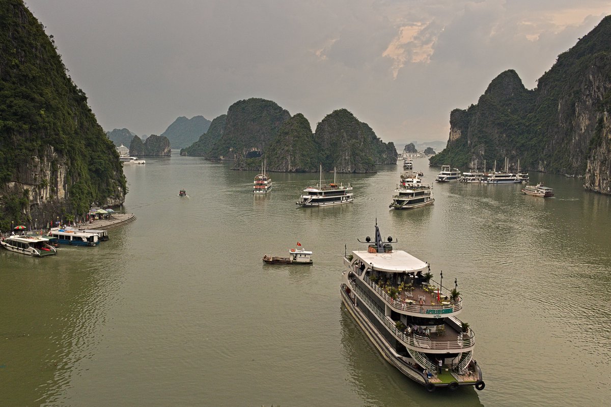 anacarolina16's tweet photo. If life is a journey, we are merely tourists. A view of the cruises in Ha Long Bay from Surprise Cave, Vietnam. World Tourism Day 2026. https://t.co/3jeAlKX5TV