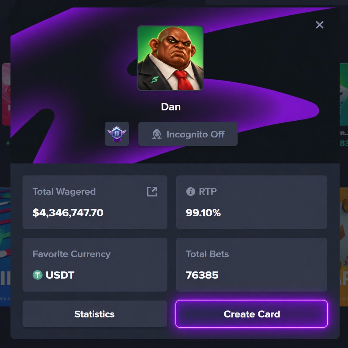 gamba's tweet photo. To generate your PNL card just click the "Create Card" button on your mini profile or on your statistics page! https://t.co/4U0OymEzec