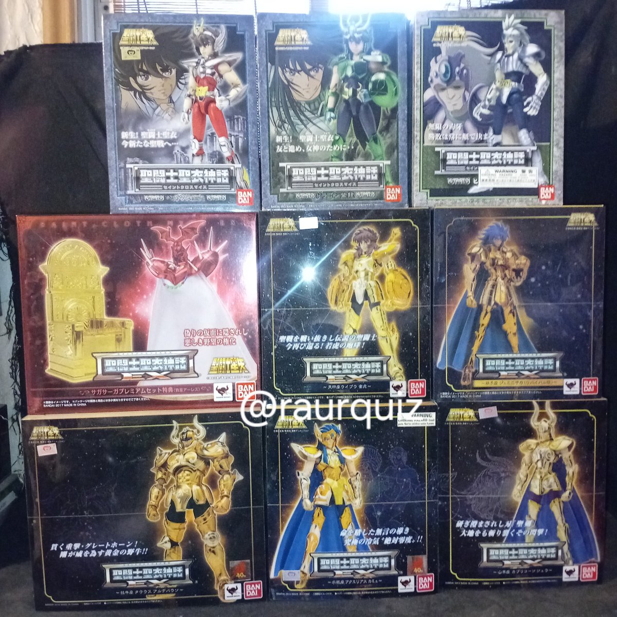 raurquiz's tweet photo. #otd #SaintSeiya #caballerosdelzodiaco #40thanniversary #bronzesaint #pegasus #seiya #dragon #shiryu #hydra #ichi #goldsaint #tauro #aldebaran #acuarius #camus #capricorn #shura #saga #geminis #dokho #libra #pope #ares #mythcloth #mythclothex #actionfigures @ETCTV_OFICIAL https://t.co/jlDvhBjgv4