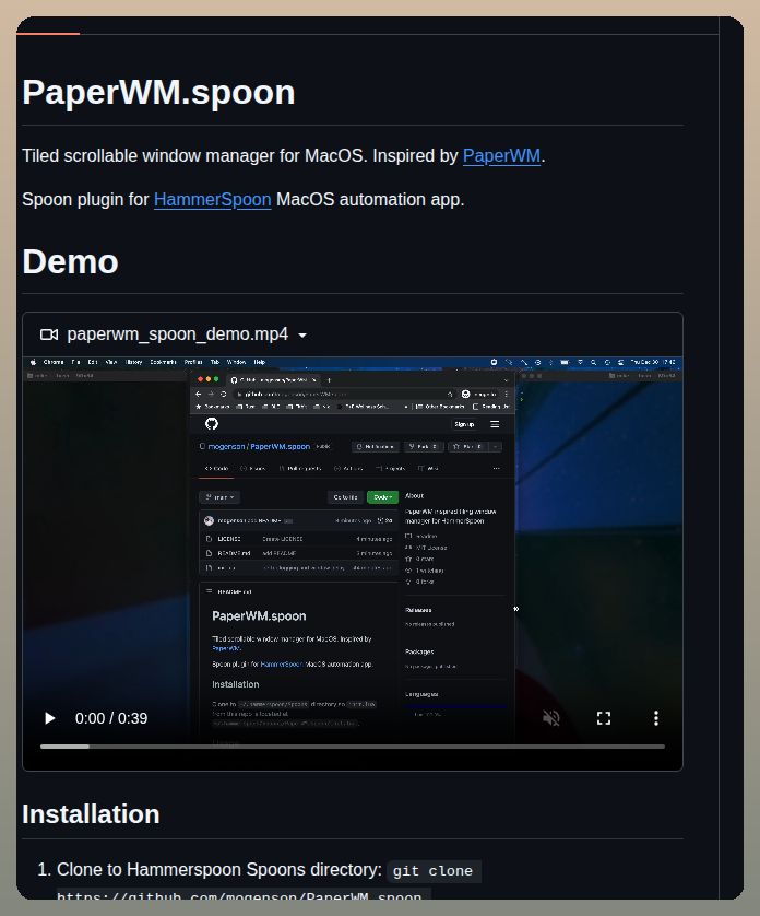ItsYashvikPatel's tweet photo. TILE MAC WINDOWS LIKE AN EXPERT! 🪟

Mogenson Paperwm.spoonTiles and scrolls Mac windows using Hammerspoon.

https://t.co/Om7tGLbrXs https://t.co/x1TadS54sj
