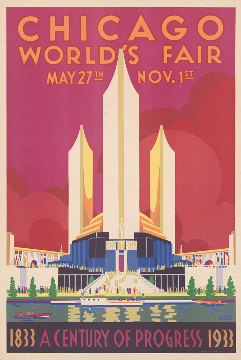 luusssso's tweet photo. Art Deco influenced designs promoting the 1933 World’s Fair in Chicago https://t.co/PIONM3Z5eh