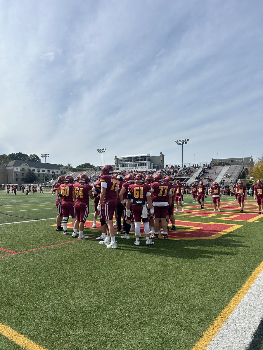 connorgaughann's tweet photo. Had a great unofficial game day visit to St. John Fisher yesterday. Great atmosphere at Fisher and good win vs Hartwick! Can’t wait to continue the recruiting process. Roll cardinals!  @CoachDeRosa_ @CoachRabyJr @SjfFootball @FisherAthletics https://t.co/R5MsGFMky4