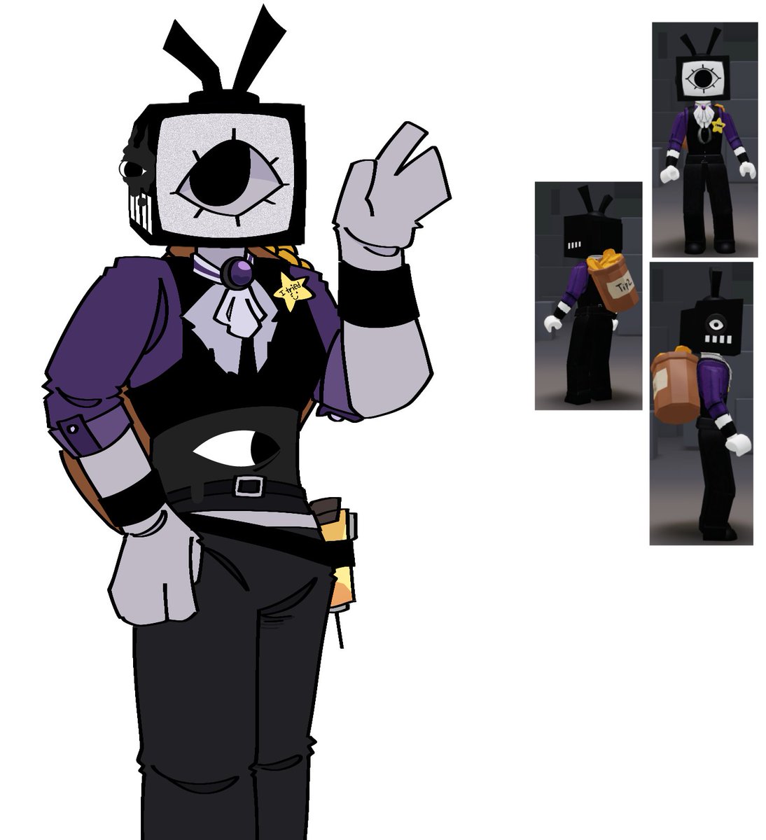 Peppy_kins's tweet photo. Doors oc you'll see around based on my avatar,,,
Their name? They don't remember. They get called Tips though because they'd kill over keeping that jar. https://t.co/LBZ192dEIt