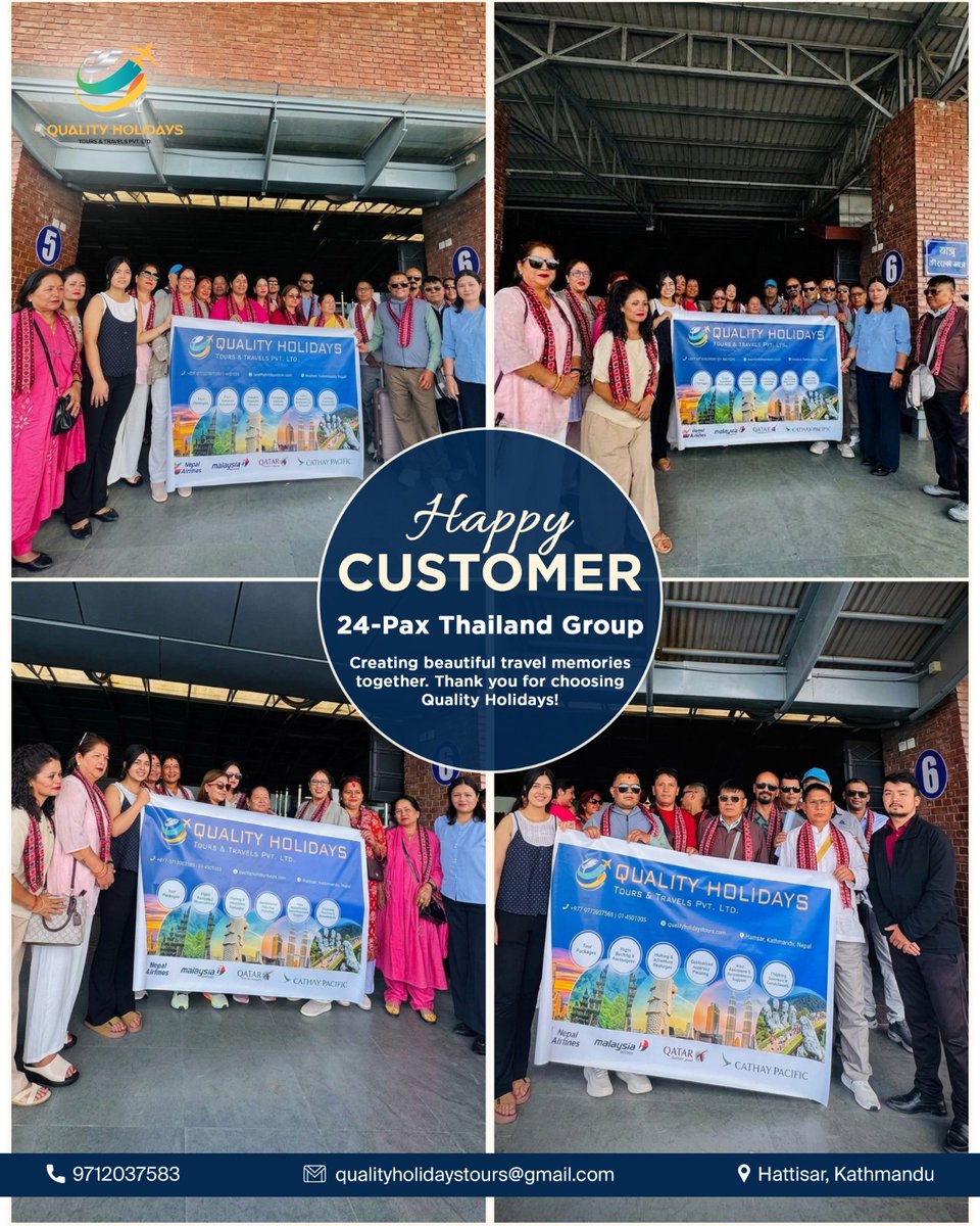 reeq_93's tweet photo. Another happy journey begins. Thank you to our wonderful 24-member Thailand group for choosing Quality Holidays Tours &amp; Travels. We appreciate your trust and wish you a safe, joyful, and unforgettable trip. https://t.co/iMswPK0RWq