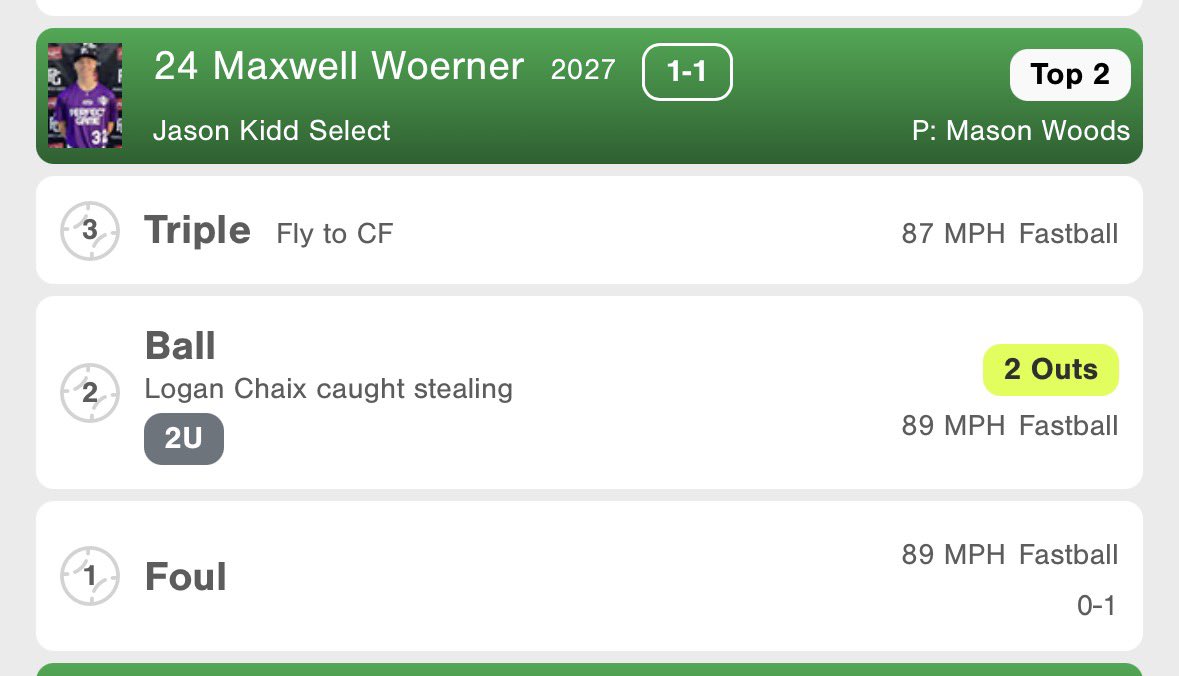 MaxCruise34's tweet photo. Long track down in CF and a triple out in Jupiter today! Team is rolling!!!  Down to 8!! @PG_Scouting @Texas_PG @DFWTwins @JKselectBSB @SCSEagleBasebal https://t.co/79bvobmXz6