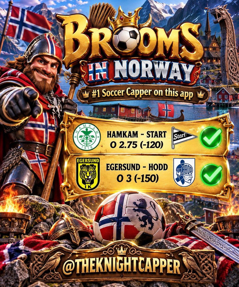 TheKnightCapper's tweet photo. Sending $25 To A Random Like❤️ 

THE UNDISPUTED SOCCER KING  👑 

✅ Hamkam-Start O 2.75 💵
✅ Egersund-Hodd O 3 💵

Drop Your Venmo-Cashapp-PayPal 🚨

Some of us cap…..others copy/paste ☕️ 

Doesn’t Matter The Sport….WE DOMINATE 🤟 https://t.co/sNoycUxKZp