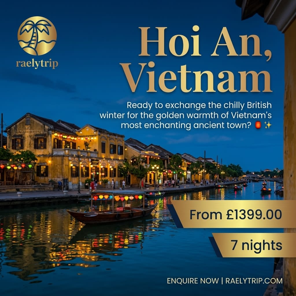 ponchoncha's tweet photo. Escape the British autumn for 7 nights of luxury in Hoi An from £1, 399pp. Stay at Silk Sense Hoi An River Resort with breakfast, airport transfers and direct Heathrow departures on 2 February 2027. DM “GO” to reserve. https://t.co/QfHE2mAAqo