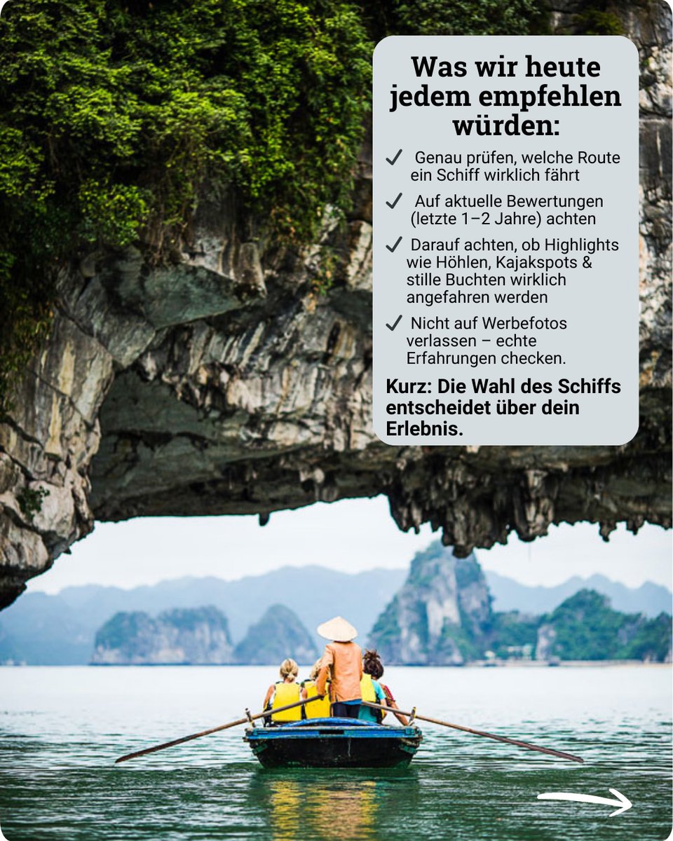 Jsantiago1945's tweet photo. Halong-Bucht: Traumziel oder Touristenfalle? Unser „Luxus-Erlebnis“ war teuer, voll und enttäuschend. Unsere Empfehlung: kurze hochwertige Kreuzfahrt, danach Cat Ba. Ruhiger, flexibler, persönlicher. Schreibe „Vietnam“ für unsere Tipps. https://t.co/Xu6ulCsO06