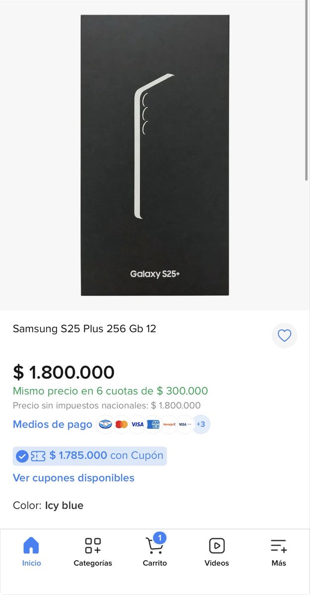 Manugartemendia's tweet photo. 🔥Samsung Galaxy S25 Plus (256GB / 12GB RAM) Icy Blue a $1.800.000 en 6 cuotas de $300.000, o $1.785.000 c/ cupón de descuento. Potencia máxima, pantalla AMOLED y el mejor rendimiento. 📱⚡

👉 https://t.co/z2BG5sBFKK

Más productos de Mundo Unidad:
https://t.co/BcZVrMXytA https://t.co/PfWF7avpLJ