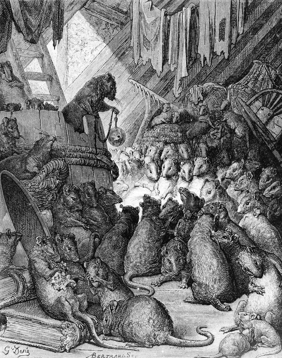 DailyClassicArt's tweet photo. Gustave Doré - "The Council Held by the Rats" (c. 1868) https://t.co/ntHECNyFE2