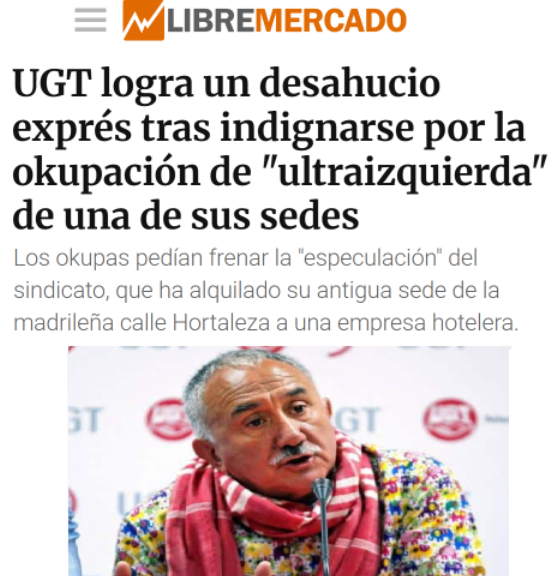 CCivicaCatalana's tweet photo. Hace 4 años se produjo uno de los mayores desahucios de España. 200 personas a la calle

El propietario era UGT

No quiso convertir su antigua sede de Madrid en viviendas sociales. Prefirió especular y convertir el edificio en hotel de lujo a 600€/noche.

Esto no lo verás en TVE https://t.co/exrKiRwSTr